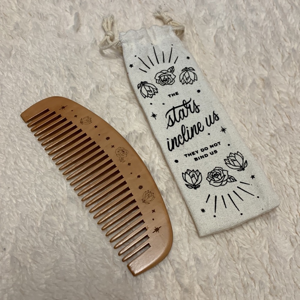 Wooden Comb With Bag Owlcrate